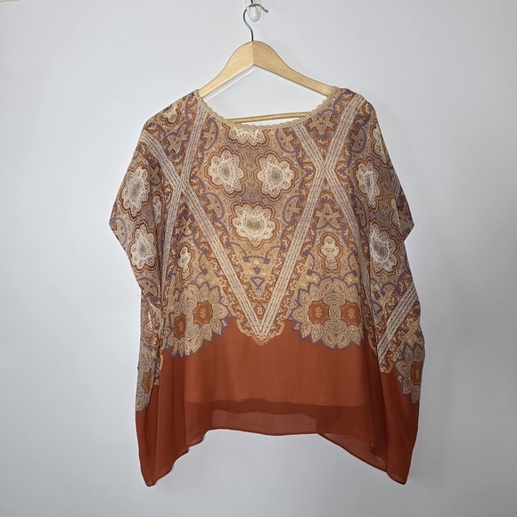 Anthropologie Maeve For Anthropologie Nalina Silk Poncho Size Small Great Condit - Picture 9 of 11